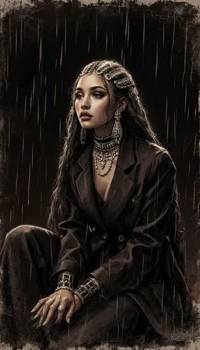 Create a chic and modern gothic girl wearing casual streetwear for an urban vibe, sketch a minimalistic profile picture with a vintage style and sepia tones on old cracked black paper, inspired by min