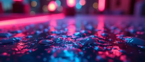 miami beach,cyberpunk,an artistic close up of water drops on the floor,water drops,drops of water,droplets of water,splash photography,droplets,water droplets,water drop,water splash,poured,drops,rain