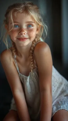 little girl in a white dress with a freckles on,photographing children,little girl in pink dress,little girl,young girl,blond girl,the little girl,a girl's smile,little girl fairy,innocence,relaxed yo