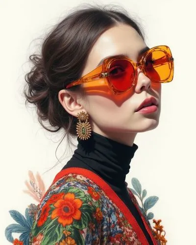 fashion show's atmosphere,, black sleeves below it Top fashion poster, female model wearing a pair of stylish earrings made with gold, contour light, ear close-up, fine skin texture, earrings highligh