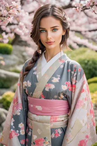 eras headshots，Lifestyle Headshots， Lifestyle，Japanese Kimono In Garden,kimono,japanese floral background,floral japanese,mukimono,japanese sakura background,sakura blossom,geisha,japanese,kimono fabr