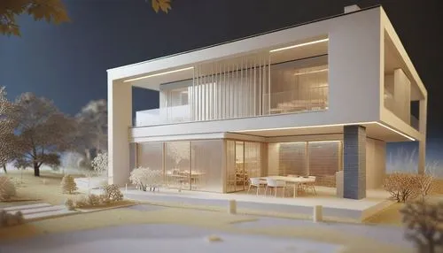 a lit up modern house in the evening,prefab,prefabs,prefabricated,prefabricated buildings,modern house,residential property