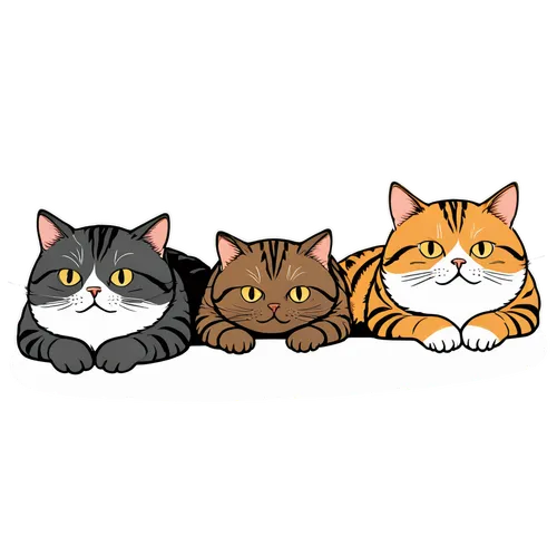 lazy cat cute fatty,cat line art,cat family,cat vector,loaves,cat drawings,three friends,felines,small to medium-sized cats,trio,oktoberfest cats,breed cat,cat supply,cats,animal stickers,round animal