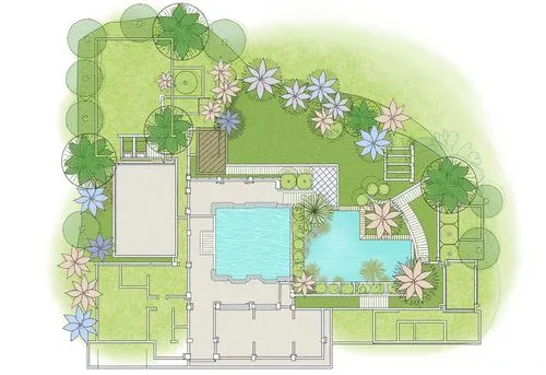 a rendering of the design for a swimming pool,garden design sydney,garden elevation,landscape plan,landscape designers sydney,landscape design sydney,floor plan,floorplan,floorplan home,garden pond,fl