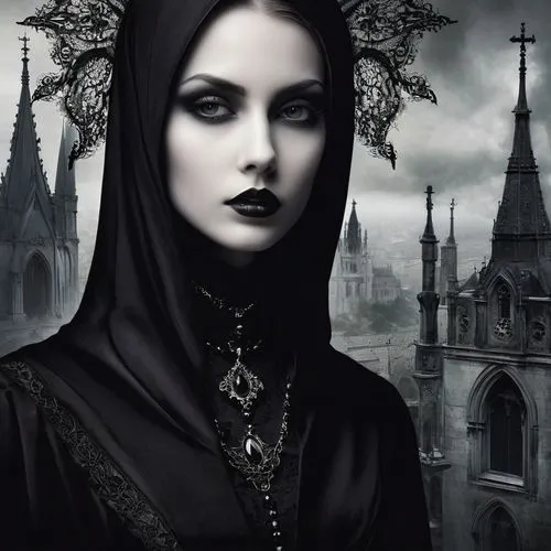 Design a gothic-inspired profile picture that exudes mystery and intrigue.,gothic woman,gothic portrait,gothic fashion,gothic style,dark gothic mood,gothic,gothic architecture,gothic dress,goth woman,