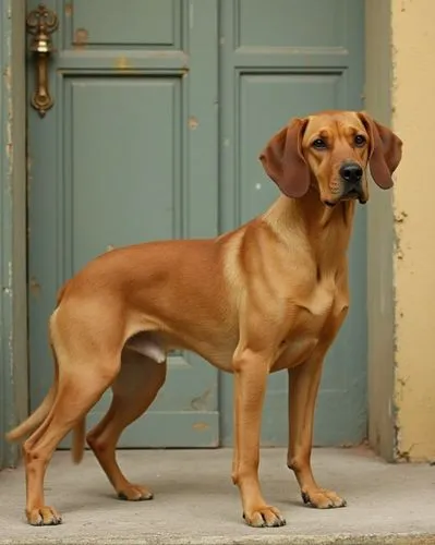 Mid century modern dog







,a brown dog standing in front of a blue door,pinscher,vizla,coonhound,oberweiler,rhodesian ridgeback,saluki