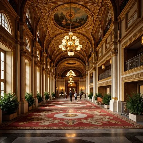 Intricate gold mosaics, ornate icons, luxurious textures, opulent furnishings, grandiose domes, majestic arches, elaborate columns, marble floors, vibrant glass tiles, richly patterned rugs, solemn am