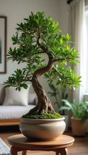 decorative bonsai tree in pot, living room,home staging,a small bonsai tree in a white ceramic pot,bonsai tree,bonsai,maple bonsai,growing mandarin tree,elm bonsai,ficus,dwarf tree,flourishing tree,po