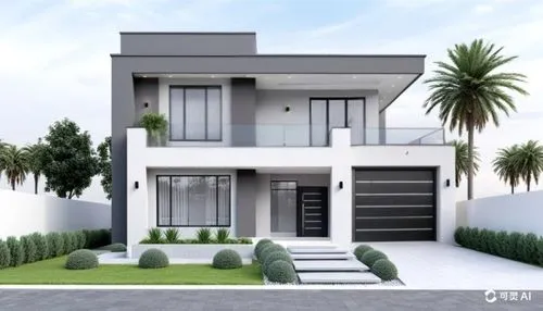 an artistically designed contemporary house with an impressive yard and yard area,modern house,3d rendering,residencial,sketchup,residential house,render