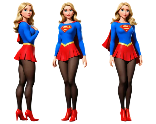 Create only high resolution, pixar 3d style, realist, 4k, character sheet style images like a paper doll, A pose. Create a beautiful and sexy super girl by dc comics studio. Her face must be like that