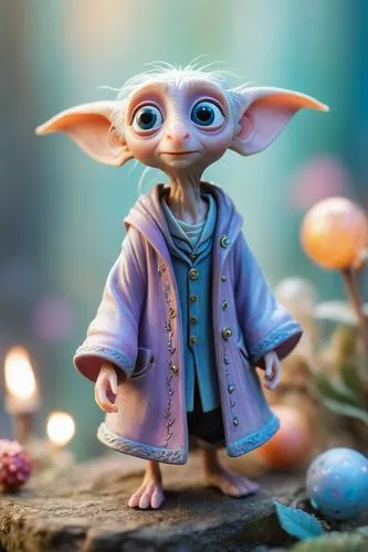 shabby chic dreamy mist pastel junk journals 
whimsical cute quirky harry potter style Dobby with big eyes in odd clothings, tamara laporte style, 
swirling magical fairytale abstract art style,there 
