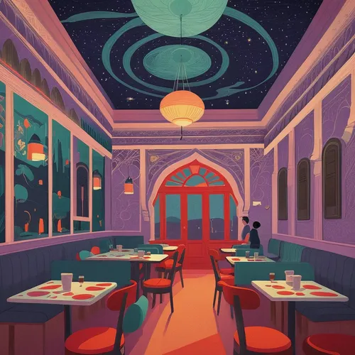 retro diner,diner,ufo interior,a restaurant,bistro,dining,japanese restaurant,chinese restaurant,star kitchen,ice cream parlor,soda fountain,restaurants,drive in restaurant,food court,the coffee shop,