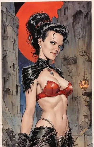 ((COMIC ART)| VECTOR ART),
half figure, (Rough color(( pencil sketch on (old cracked photopaper))), beautiful goth female 

Izabella Scorupco

as

VAMPIRELLA

 in corsette, cruel seductive smile, dark