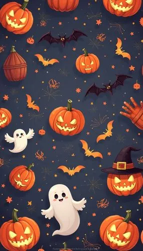halloween wallpaper,
Cute halloween anime style pattern with pumpkins,ghosts, and bats




















,an assortment of halloween items on a blue background,halloween background,halloween wallpap
