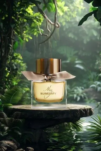 an empty perfume bottle in the woods,scent of jasmine,natural perfume,coconut perfume,fragrance,perfumery,perfumer