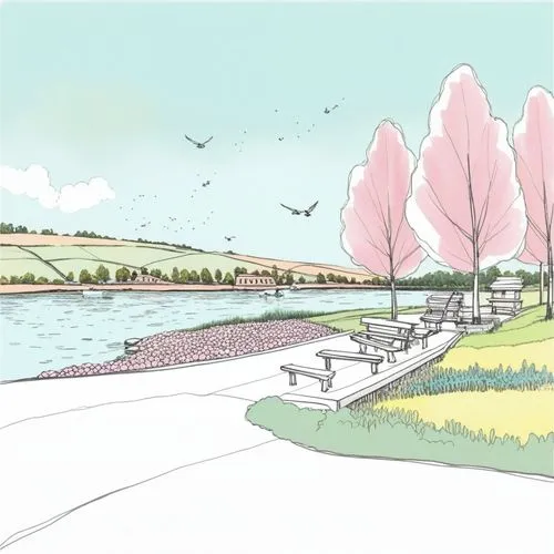 The rest platform by the river 