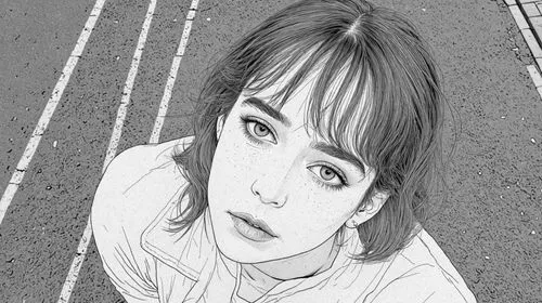 rotoscoped,rotoscoping,rotoscope,eyes line art,comic halftone woman,girl drawing,coqui,city ​​portrait,digital drawing,coreldraw,tomie,digitised,mono line art,mono-line line art,chori,comic style,phot