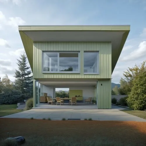 1building,a house with some windows and a picnic area,mid century house,cubic house,eichler,cube house,folding roof,dunes house