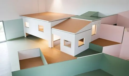 arquitectura moderna, fachada de ladrillos vistos con detalles en intersecciones, cubierta metalica de colores, aberturas tipo aluminio, espacios verdes alrededores, piscina,an empty house with severa