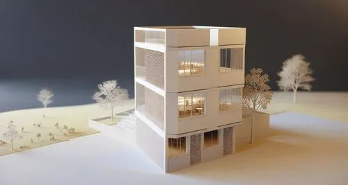 some white model buildings a snow covered park and trees,model house,dolls houses,cubic house,miniature house,winter house,cube stilt houses,dollhouses,timber house,cube house,snow roof,modularity,sno