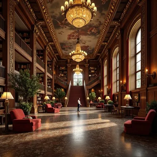 Library Renaissance Style Architecture Design Ideas