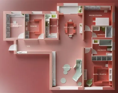 white color 3D Floor Plan,an aerial view of a red room and its different types,an apartment,habitaciones,apartment,floorplans,floorplan home,shared apartment,Illustration,Vector,Vector 05