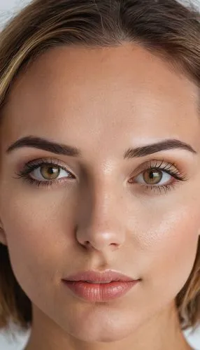 A close up to top-down view of a body of water that is a sexy color: a full mouth, a half-full mouth, a tan forehead, and the bottom portion of her eyes. The right side of her facial features is well-