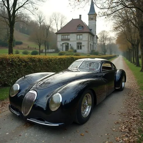 a classic sports car in front of a house,alpine style,classic car,wedding car,tourer,classic cars,vintage car,roadster 75,cognac,luxury sports car,356 b,sport car,luxury car,alpine drive,alpine,vintag