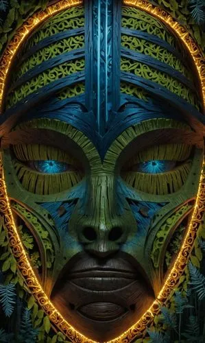 a digital image of the face and head of a man with a futuristic background,shaman,avatar,tribal,shamanic,alien warrior,neon body painting,third eye,shamanism,pineal,oracular,extraterrestrial,awaken,sh
