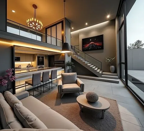 a modern living room with lots of light,modern living room,interior modern design,luxury home interior,living room,modern decor,modern house,interior design,contemporary decor,livingroom,loft,modern r