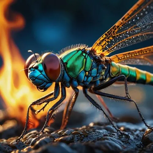 the insect is green with blue and red wings,dragonfly,blue-winged wasteland insect,damselfly,garrison,macro photography,firebug,dragonflies,spring dragonfly,winged insect,cicadas,damselflies,macro wor