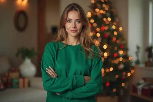 a woman wearing a green blank sweatshirt Mockup, CHRISTMAS, photography scene


,a woman with her arms crossed looking at the camera and smiling,christmas woman,blonde girl with christmas gift,christm
