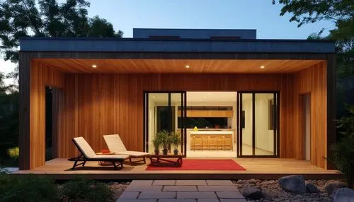 a modern wooden home with a patio,mid century house,timber house,modern house,wooden sauna,cubic house,mid century modern,danish house,modern architecture,wooden house,summer house,wooden decking,cube