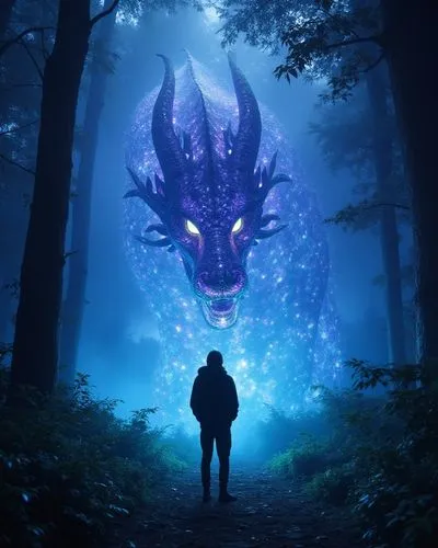 As the viewer gazes upon the mystical aura in which emeralds and shimmering vines grow, the viewer's gaze transforms into a deafening rumble. The fur beneath their feet is a canvas of deep purples and