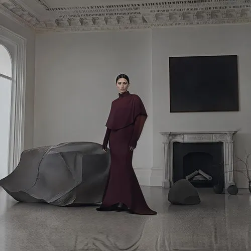 a balenciaga jacquemus collaboration Jacquemus Avant-garde, knit top, prune dress, landscape in iceland, winter vegetation, volcanic landscape, an ultra fine and detailed abstract photoshoot of an Edi