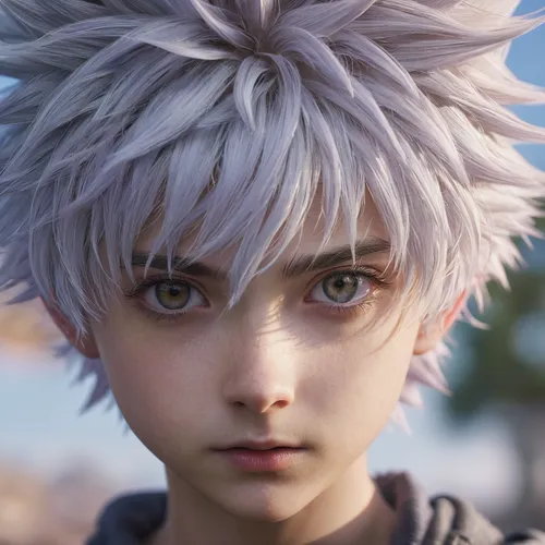 Killua Zoldyck,killua,killua hunter x,hedgehog child,baby cloud,game character,male character,father frost,child boy,ren,pupils,a child,main character,3d rendered,zero,new world porcupine,the eyes of