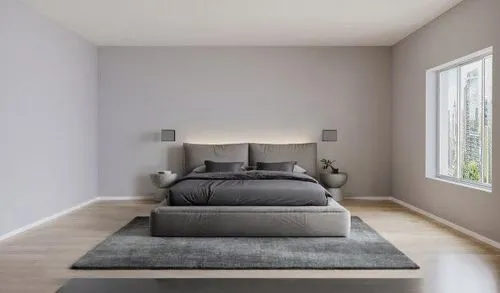 Minimalist modern bed with gray linen rug,modern room,contemporary decor,modern minimalist lounge,bedroom,home interior,rovere,modern decor,search interior solutions,donghia,soffa,guest room,kamar,dan