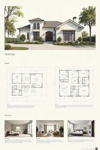A professional architectural presentation board with a Pure background and a clean, minimalist design layout. The board includes:

Top Section: On the top left, a photorealistic render of a contempora