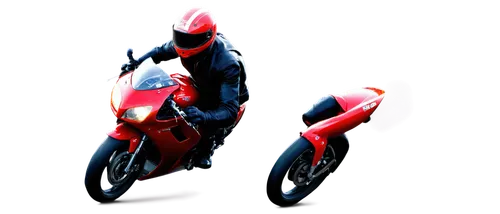 Motorbike, shiny metallic body, sleek design, red paint job, chrome exhaust pipe, black leather seat, muscular rider, sunglasses, helmet, gloves, racing pose, dynamic movement, blurred background, 3/4