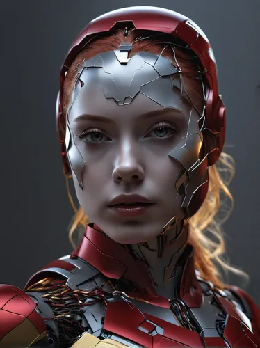 iron man girl,cyborg,head woman,ironman,asuka langley soryu,nova,iron-man,iron man,sci fiction illustration,ai,wanda,humanoid,sprint woman,red skin,cybernetics,iron,andromeda,3d rendered,vector girl,s