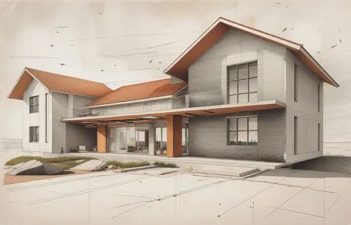 Architecture Sketch,dreamhouse,fromental,dormers,frame house,breeam,electrohome