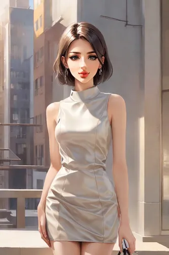 dress doll,kim,spy visual,cocktail dress,a girl in a dress,fashion doll,spy,3d model,model doll,female doll,blur office background,3d rendered,b3d,retro girl,retro woman,elphi,fashion vector,see-throu