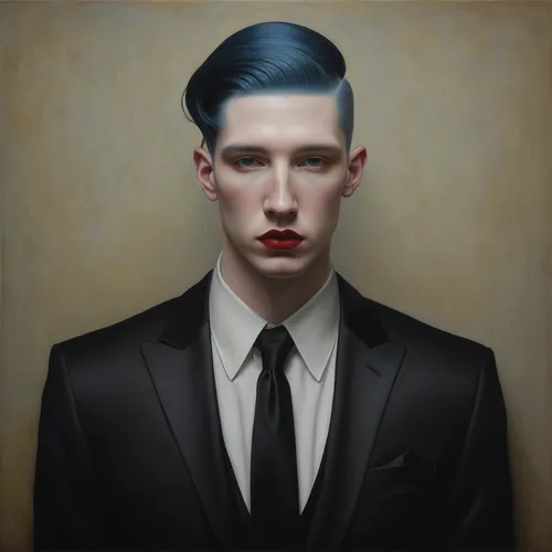 Describe a situation where someone without a profile picture attends a high-profile event.,man portraits,pompadour,gothic portrait,tuxedo,bloned portrait,artist portrait,gentleman icons,self-portrait,