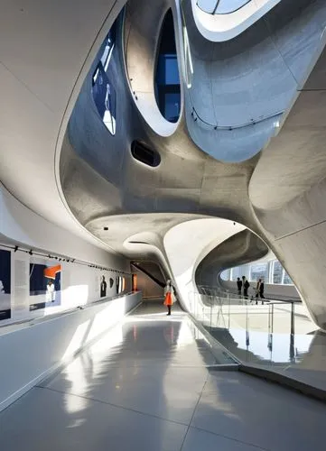 interior of a museum by Zaha Hadid, award winning design,  highly detailed,an image of a large building with curves in it,futuristic art museum,futuristic architecture,spaceport,concourses,concourse,s