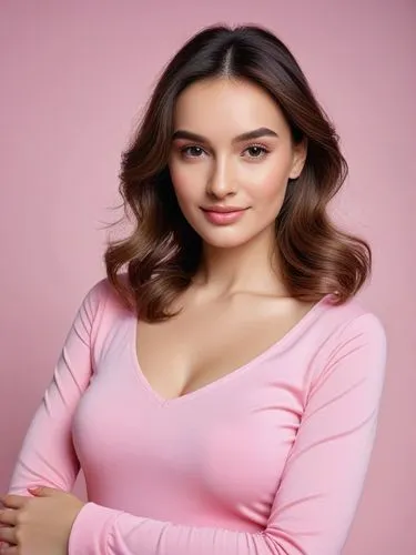 the woman is posing in pink for her po,the  with large  poses for the camera,pink background,pink beauty,natural pink,pink large,light pink,soft pink,pink,color pink,cotton top,collagen,bright pink,be