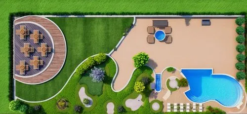 Top View, Landscape design, Watercolor style,landscape designers sydney,landscape design sydney,outdoor pool,garden design sydney,artificial grass,pool house,swimming pool,dug-out pool,swim ring,lands
