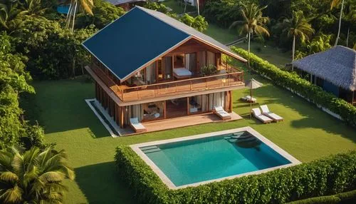 A tiny beach house in Bahia, Brazil. It features an extensive lawn, a pool, and a tall house with abundant use of wood and glass,holiday villa,seminyak,tropical house,pool house,bali,kerala,luxury pro