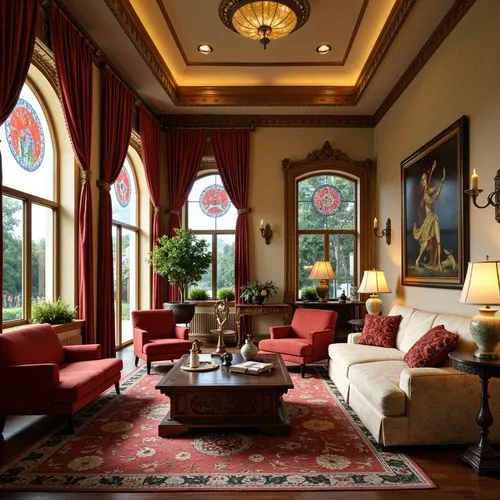Art Nouveau Style Family Room Building Design Ideas
