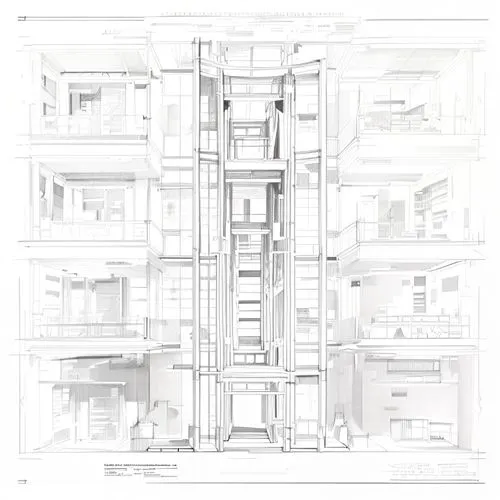 Architectural Drawing Sketch,frame drawing,kirrarchitecture,architect plan,wireframe,multi-storey,fire escape,high-rise,multi-story structure,an apartment,window frames,archidaily,glass facade,high-ri