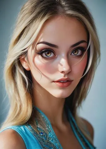 a woman with make - up and makeup is wearing silver eyeliners,elsa,barbie,bjd,female doll,doll's facial features,anastasiadis,mannikin,model doll,beautiful model,romantic look,brynn,kornelia,beautiful